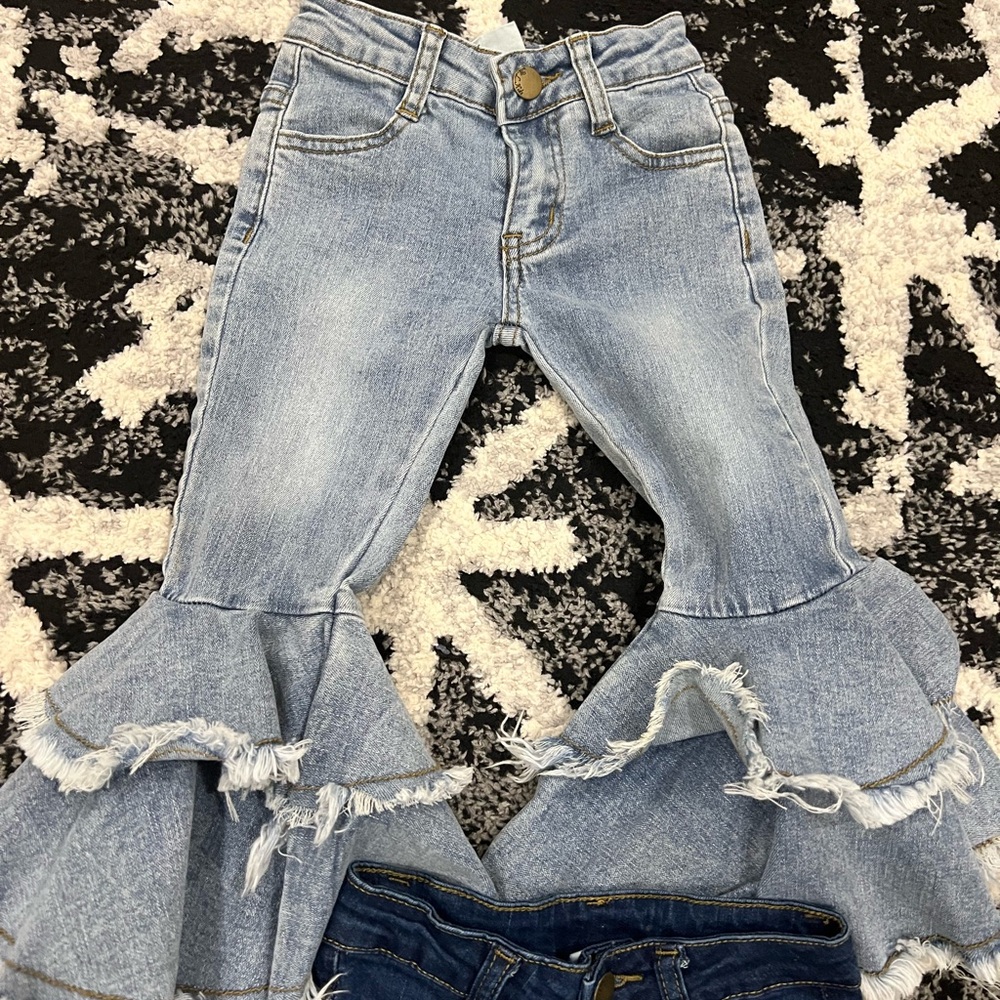 Light Blue Ruffled Women's Jeans